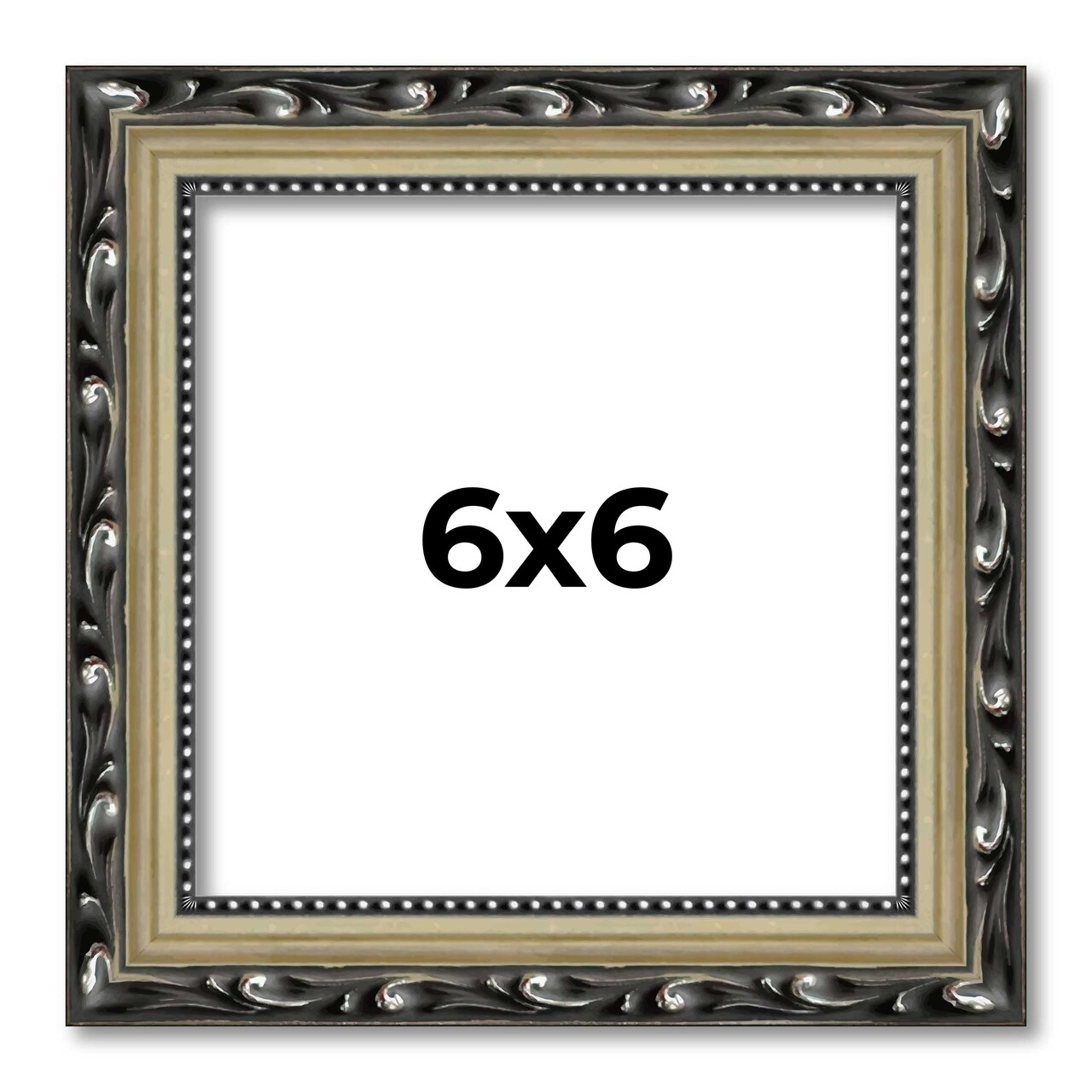 6x6 Silver Wood Picture Frame - UV Acrylic, Foam Board Backing, Hanging Hardware